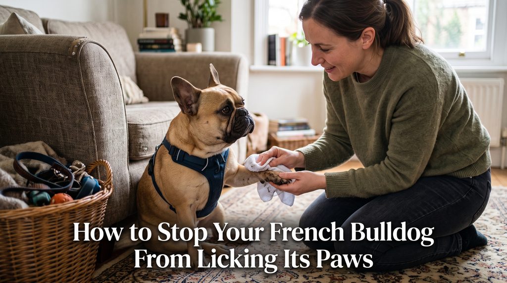 French Bulldog paw licking