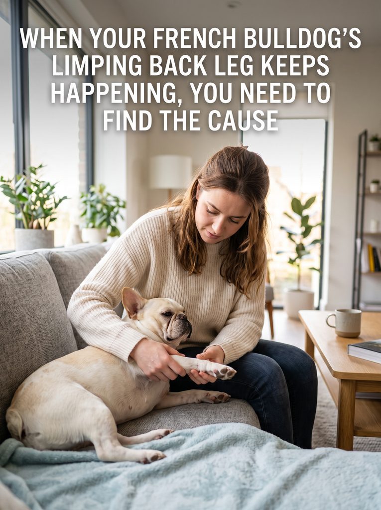French Bulldog limping back leg