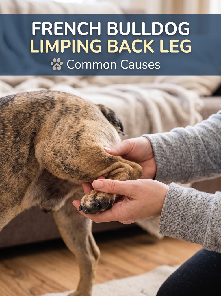 French Bulldog limping back leg