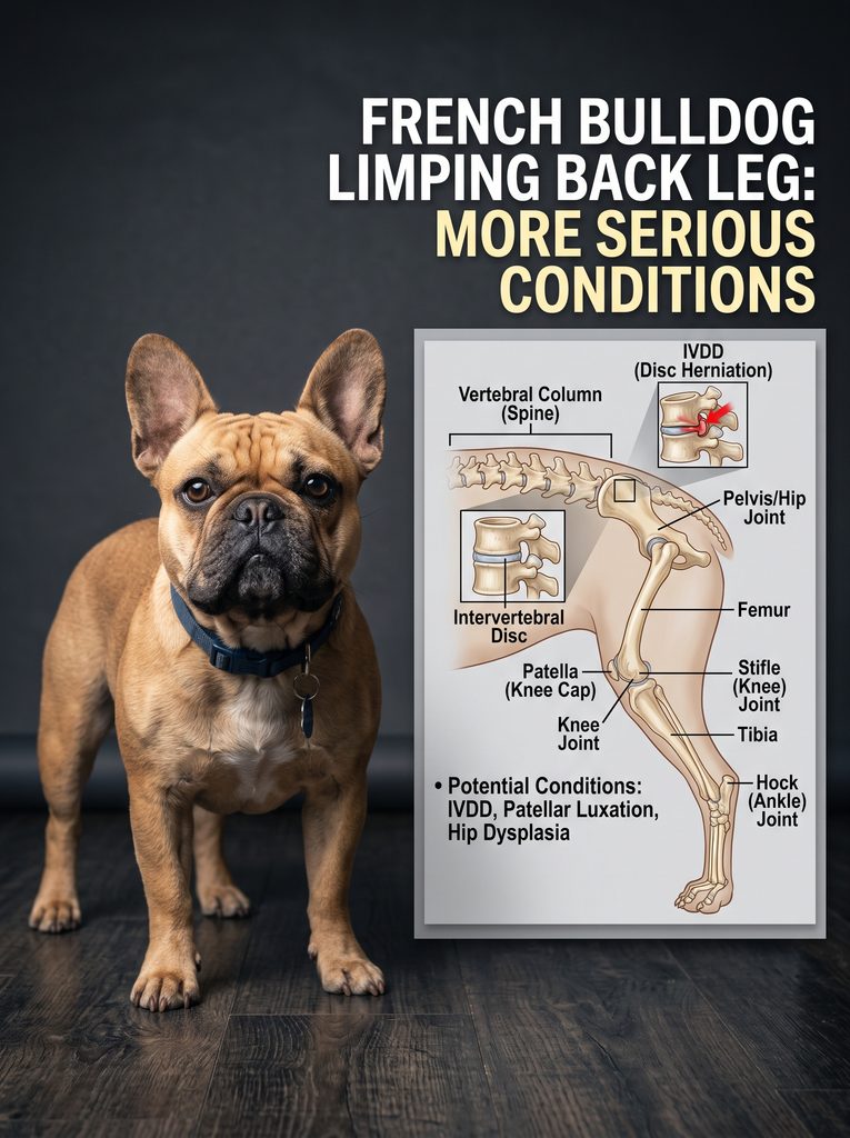 French Bulldog limping back leg