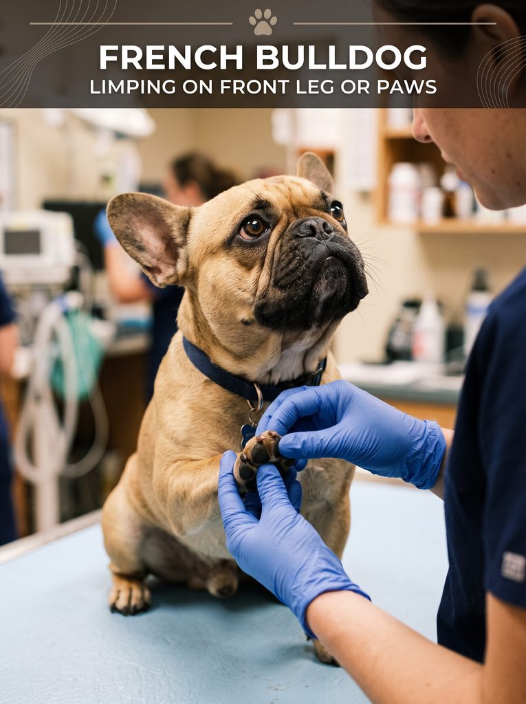 French Bulldog limping back leg
