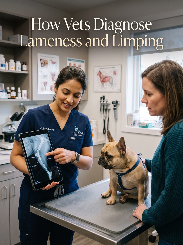 French Bulldog limping back leg